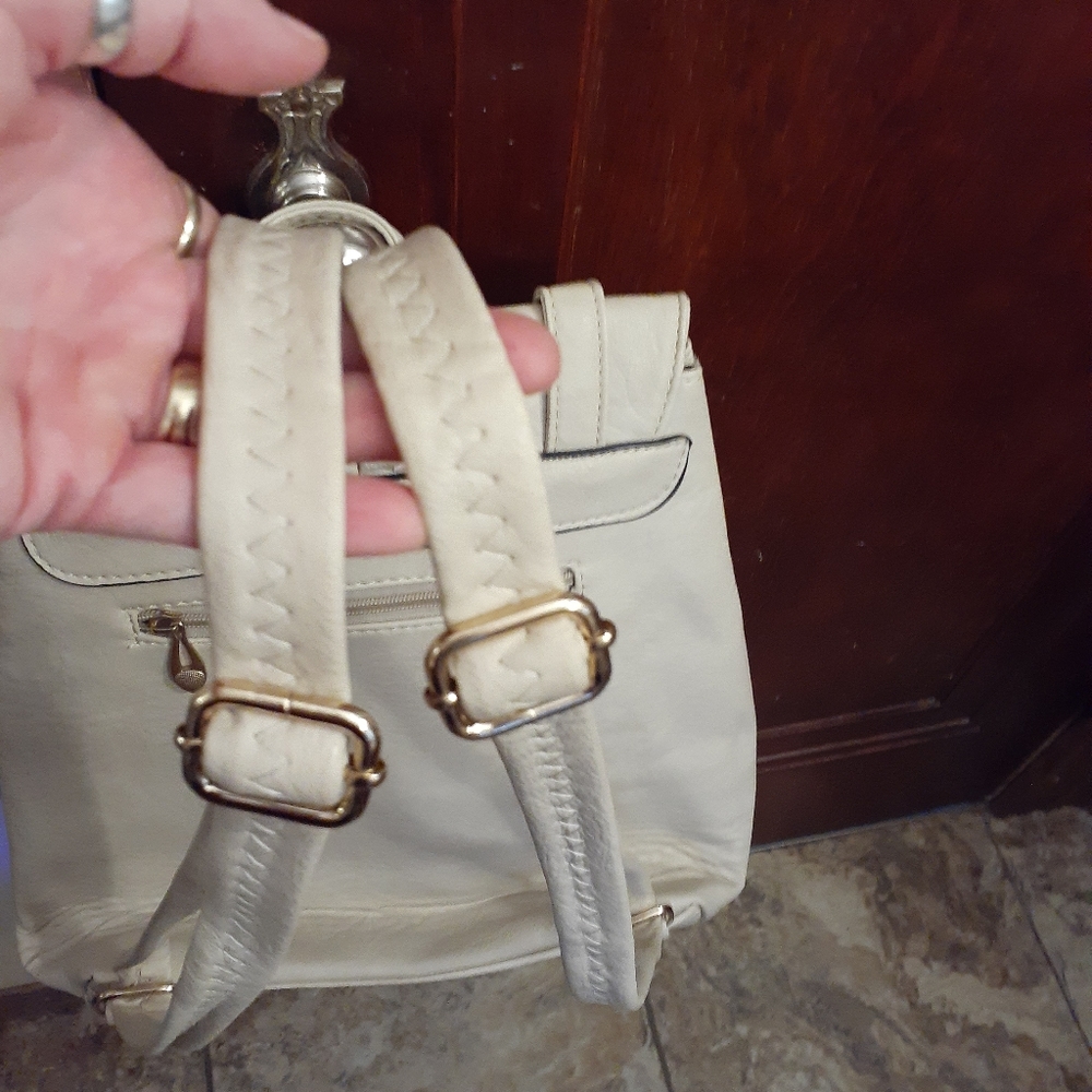 LIGHT TAUPE BACKPACK. 12 by 13 in x 4 in. - Picture 10 of 12